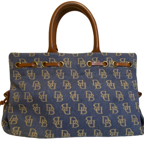 DOONEY & Bourke Blue Signature Leather & Canvas Top handle satchel crossbody bag - Picture 2 of 12